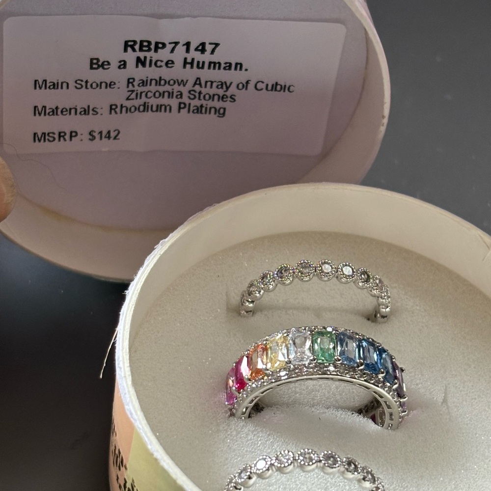 Rainbow Cubic Zirconia Ring Set